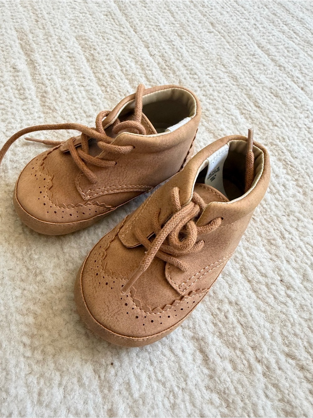 Janie and Jack Tan Suede Brogue Lace-Up Baby Shoes
